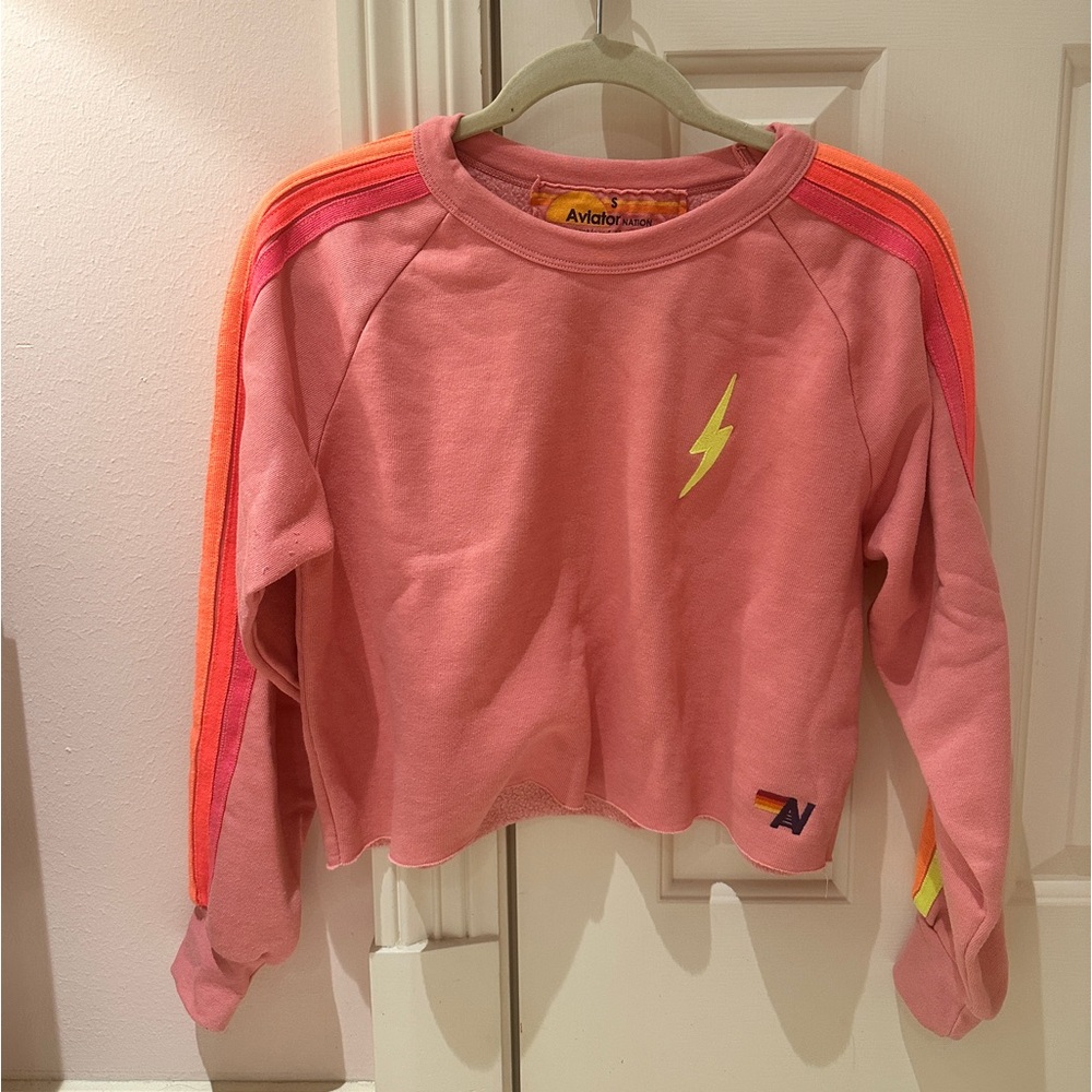 Aviator Nation Bolt Cropped Crew Sweatshirt
